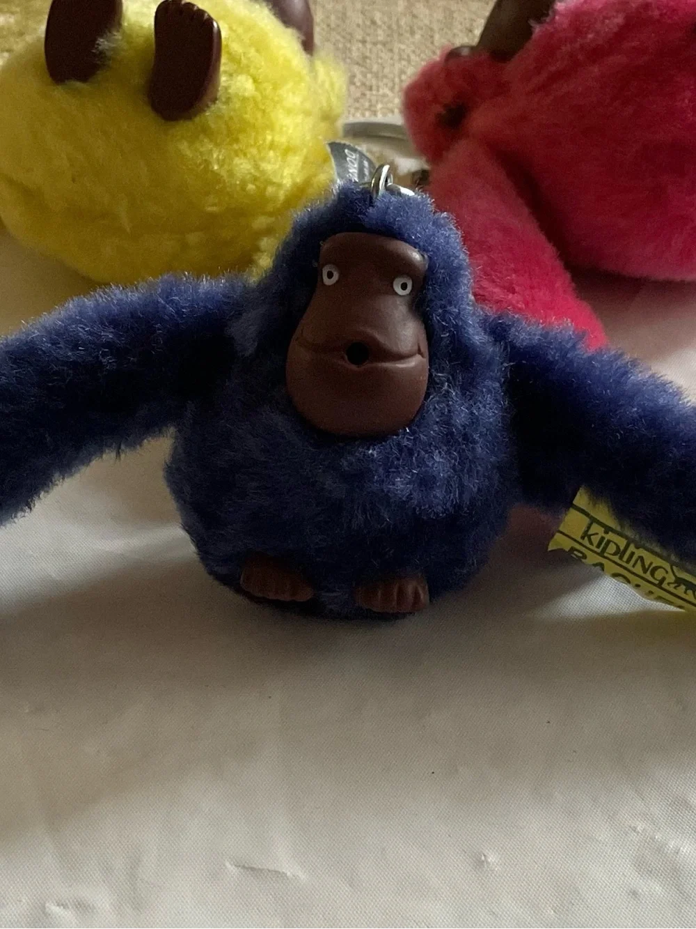 Kipling Monkey Keychains (3) Lot- Blue, Yellow, Pink